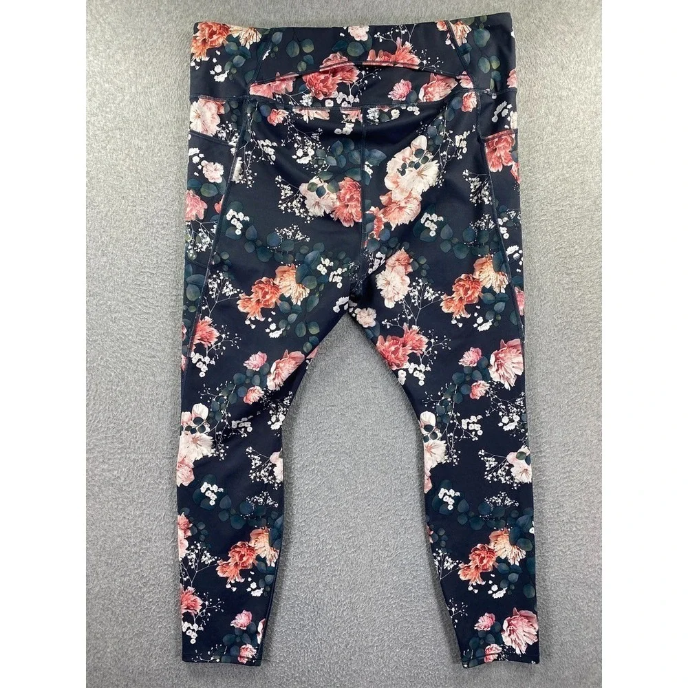 Duluth Trading Leggings Womens 2X Floral Stretch Pants Comfort Casual Color